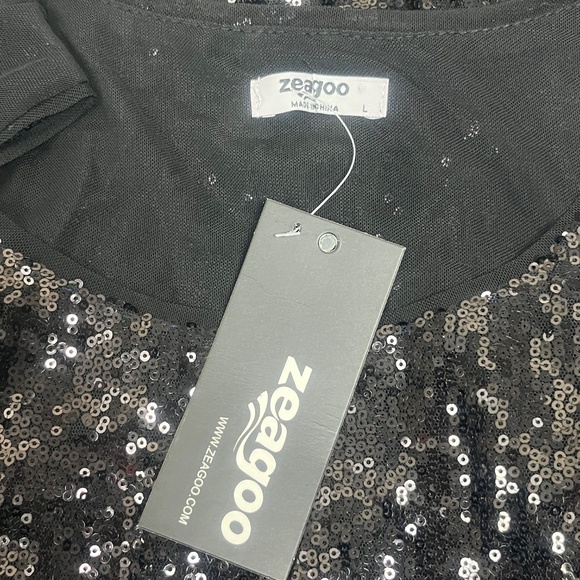 NWT Zeagoo Women Tank Top Sz Large Sequin Sheered Party Black - Picture 7 of 10